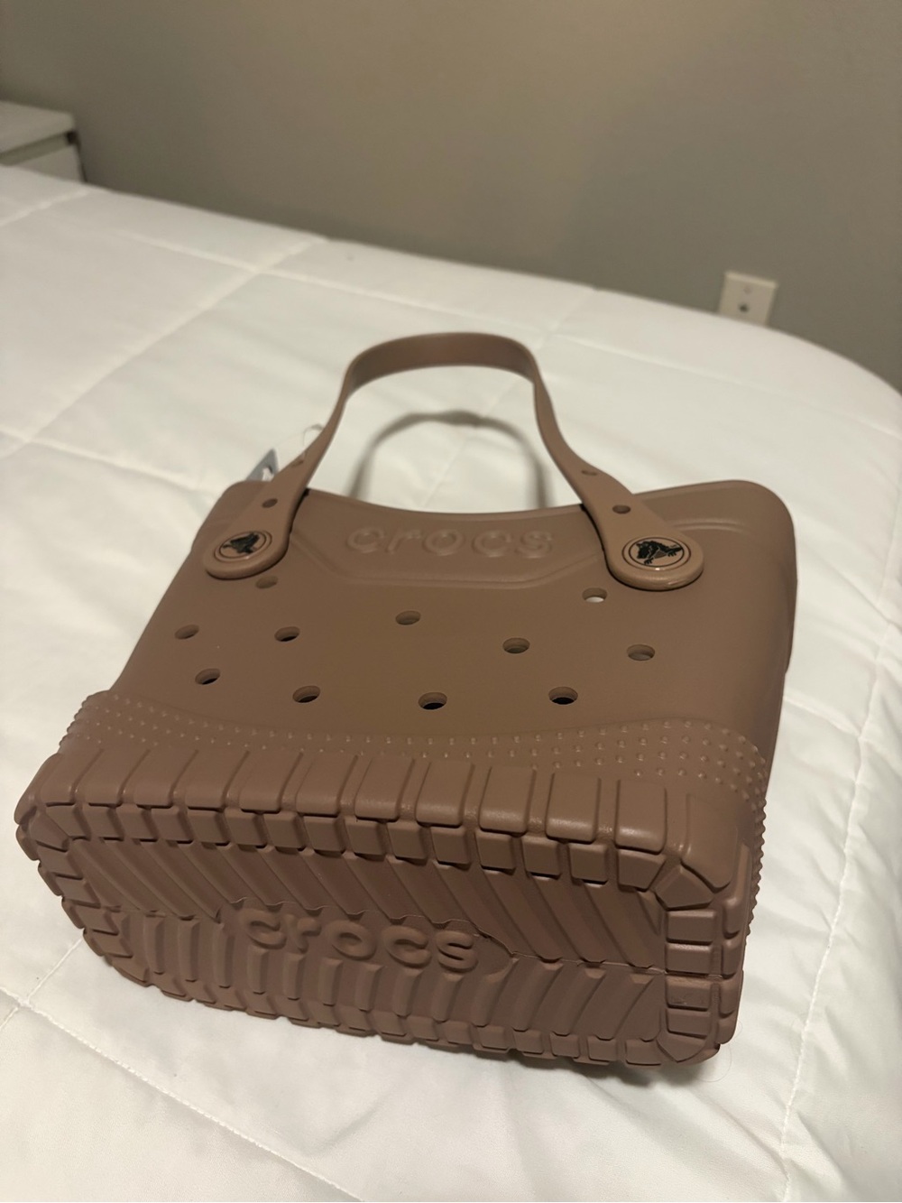 CROCS Small Tote Bag in Taupe Brown - Picture 4 of 6